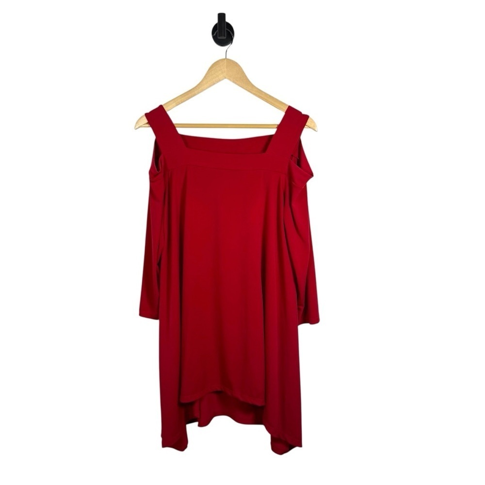 Chico’s Women’s Cold Shoulder Flowy Mini Dress Red Size XS (0)